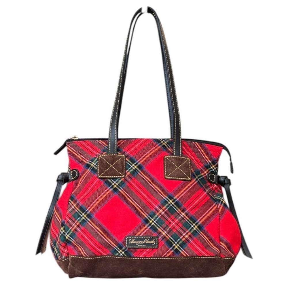 Dooney & Bourke Red Tartan Plaid Tote/Shoulder Bag Excellent Condition